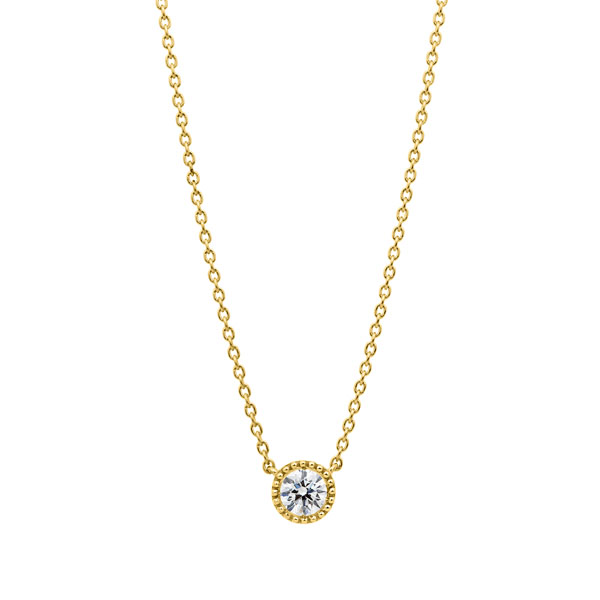 K18YG サークレットグレイン ダイヤモンド ネックレス 45cm 0.2ct
