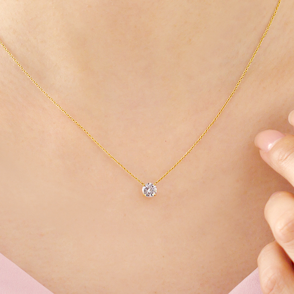 K18YG 4ポイントセッティング ダイヤモンド ネックレス 45cm 0.5ct